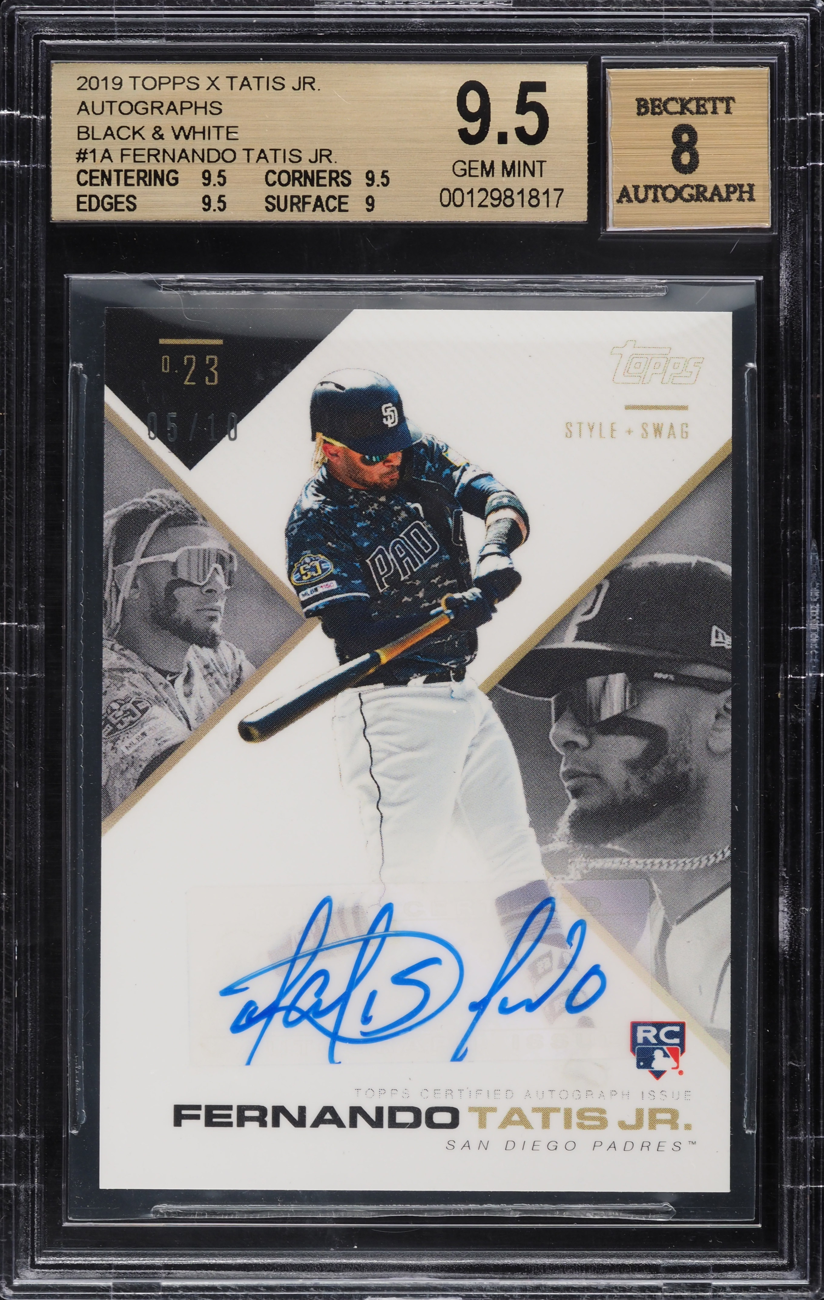 2019 Topps X Tatis Jr. Black and White Fernando Tatis Jr. RC AUTO