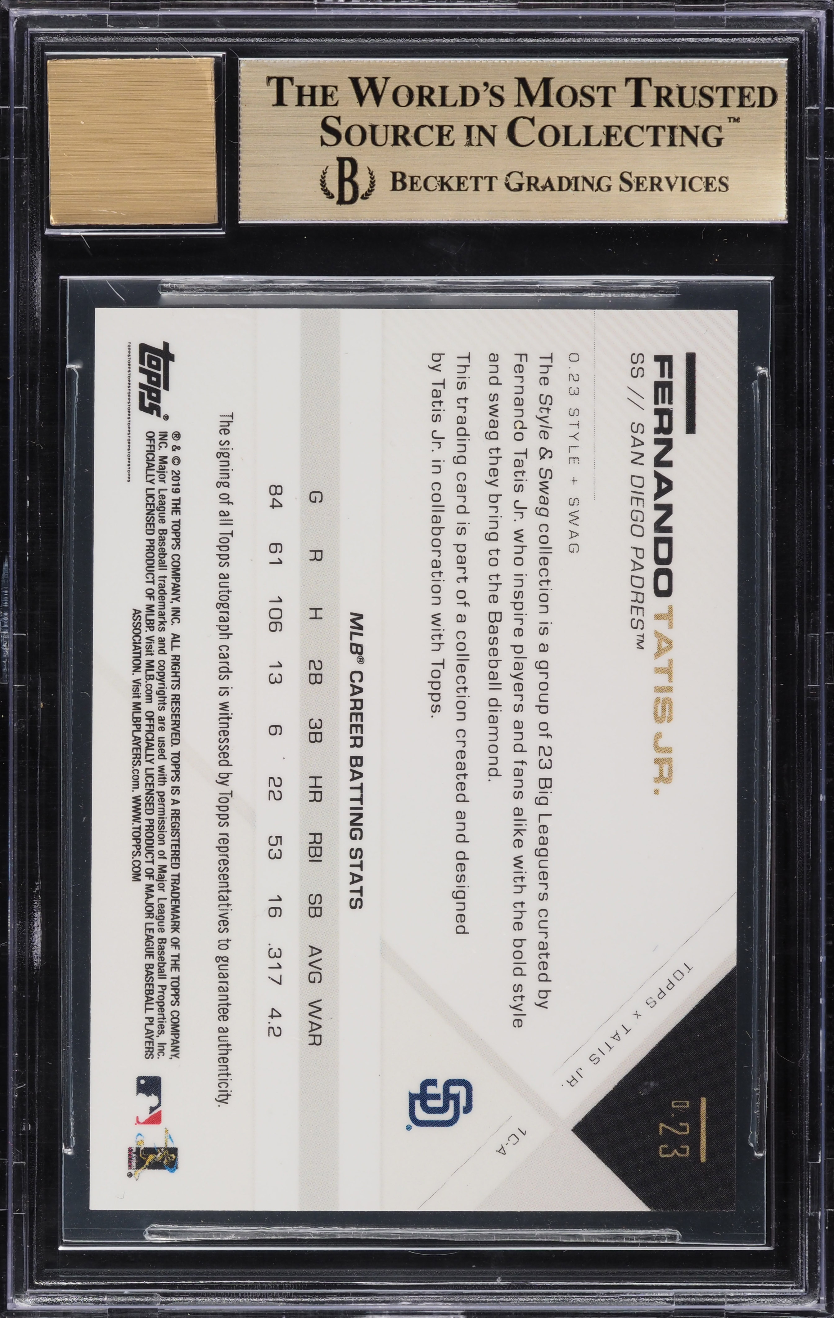 2019 Topps X Tatis Jr. Black and White Fernando Tatis Jr. RC AUTO