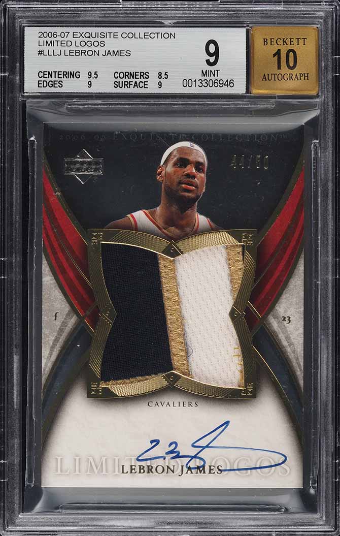 2006 Exquisite Collection Limited Logos LeBron James PATCH AUTO /50 BGS 9 MINT