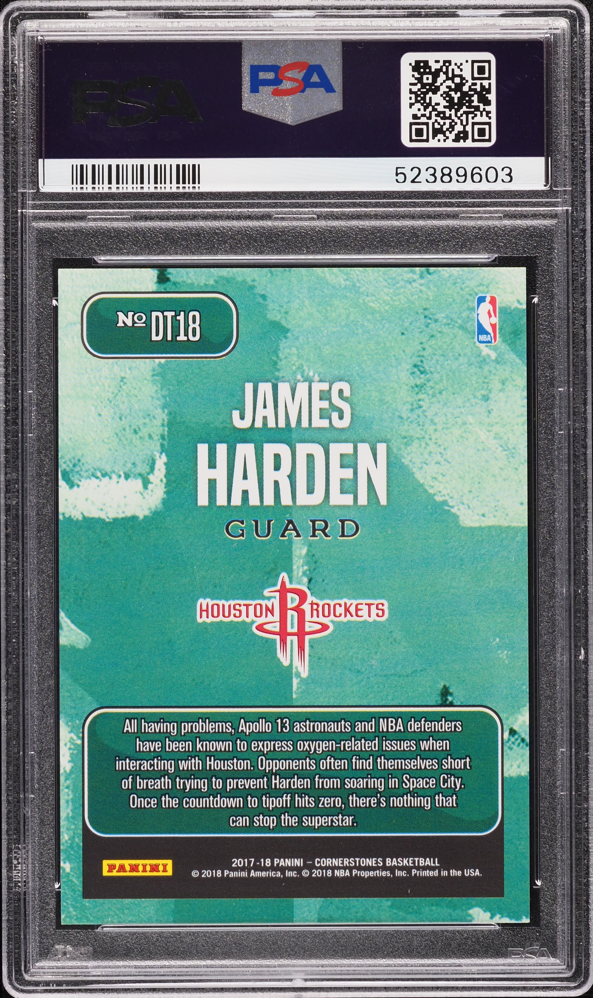 2017 Panini Cornerstones Downtown James Harden #DT18 PSA 10 GEM