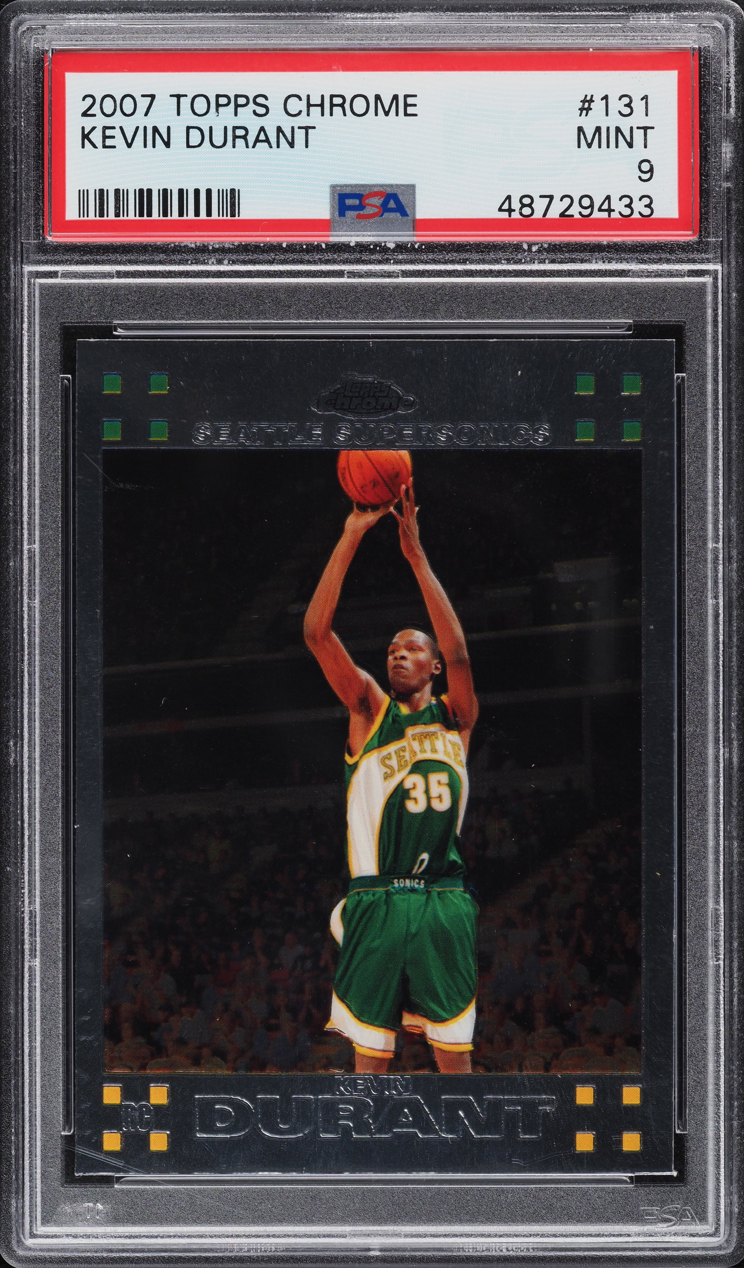 その他 KEVIN DURANT TOPPS CHROME RC #131 PSA 9 2007 Topps Chrome Kevin Durant ROOKIE RC #131 PSA 9 MINT on