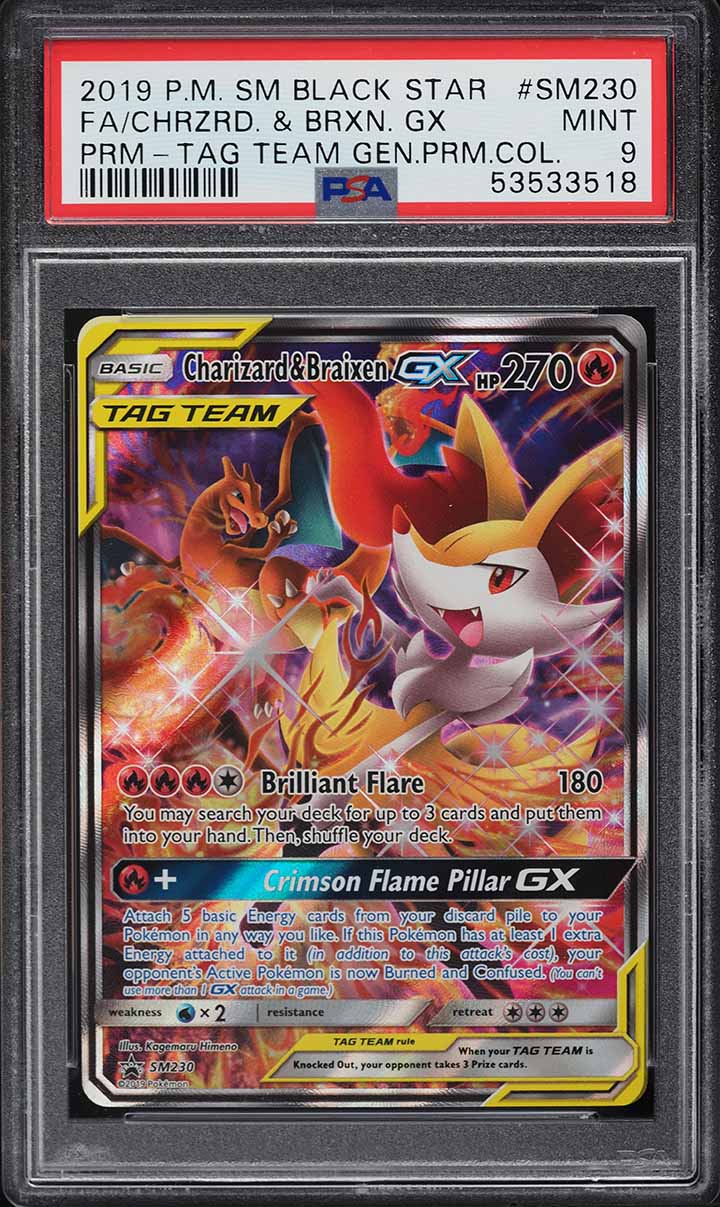 2019 Pokemon SM Tag Team Generations Prem. Charizard & Braixen GX