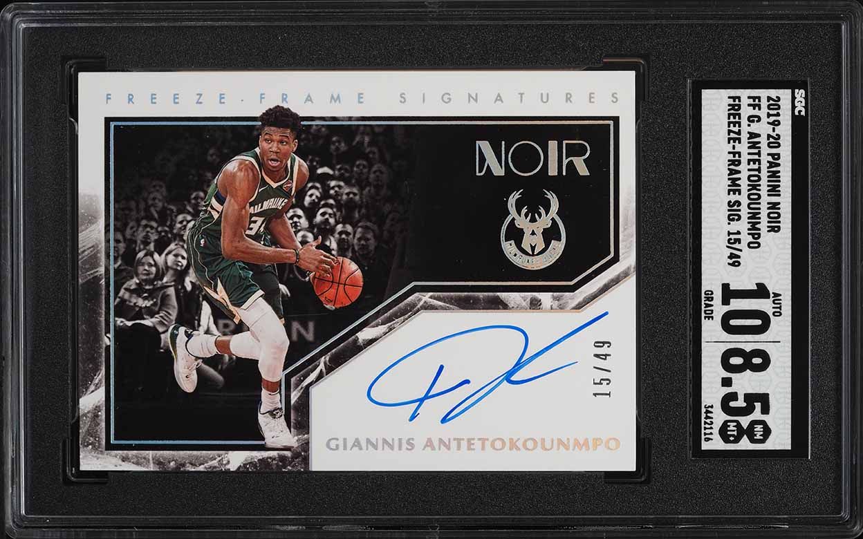 2019 Panini Noir Freeze Frame Giannis Antetokounmpo AUTO /49 SGC