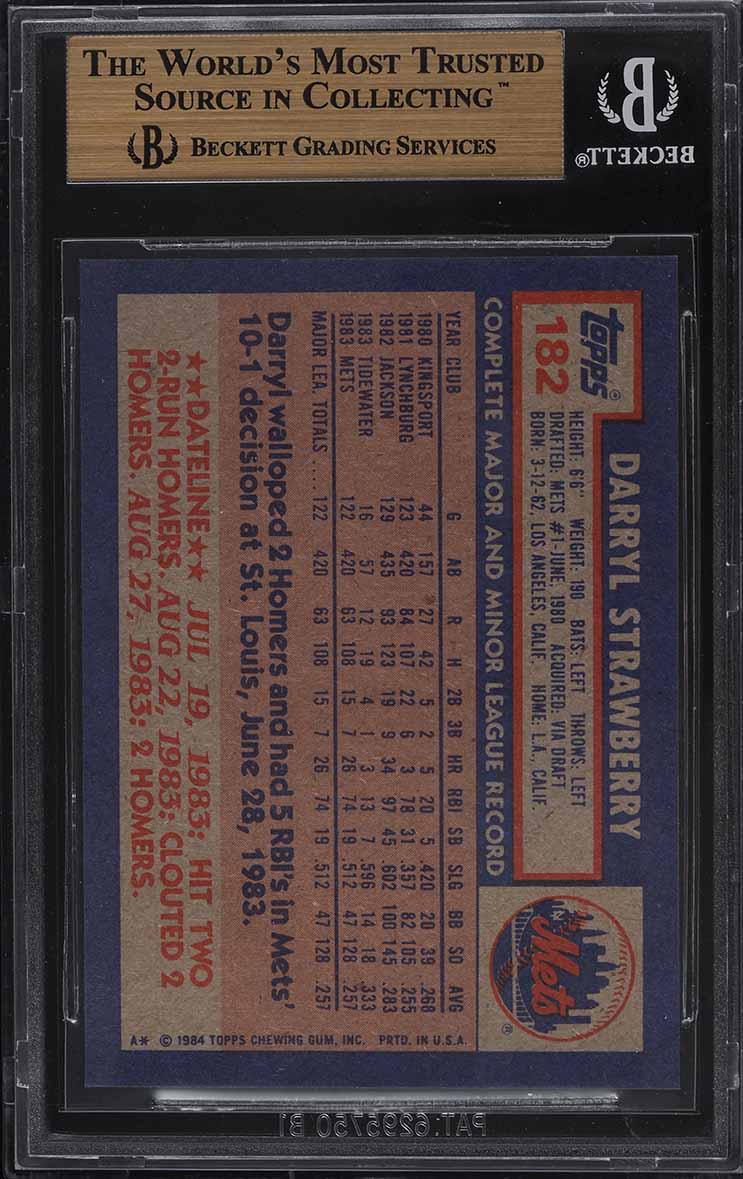 1984 Topps Darryl Strawberry ROOKIE #182 BGS 9.5 GEM MINT
