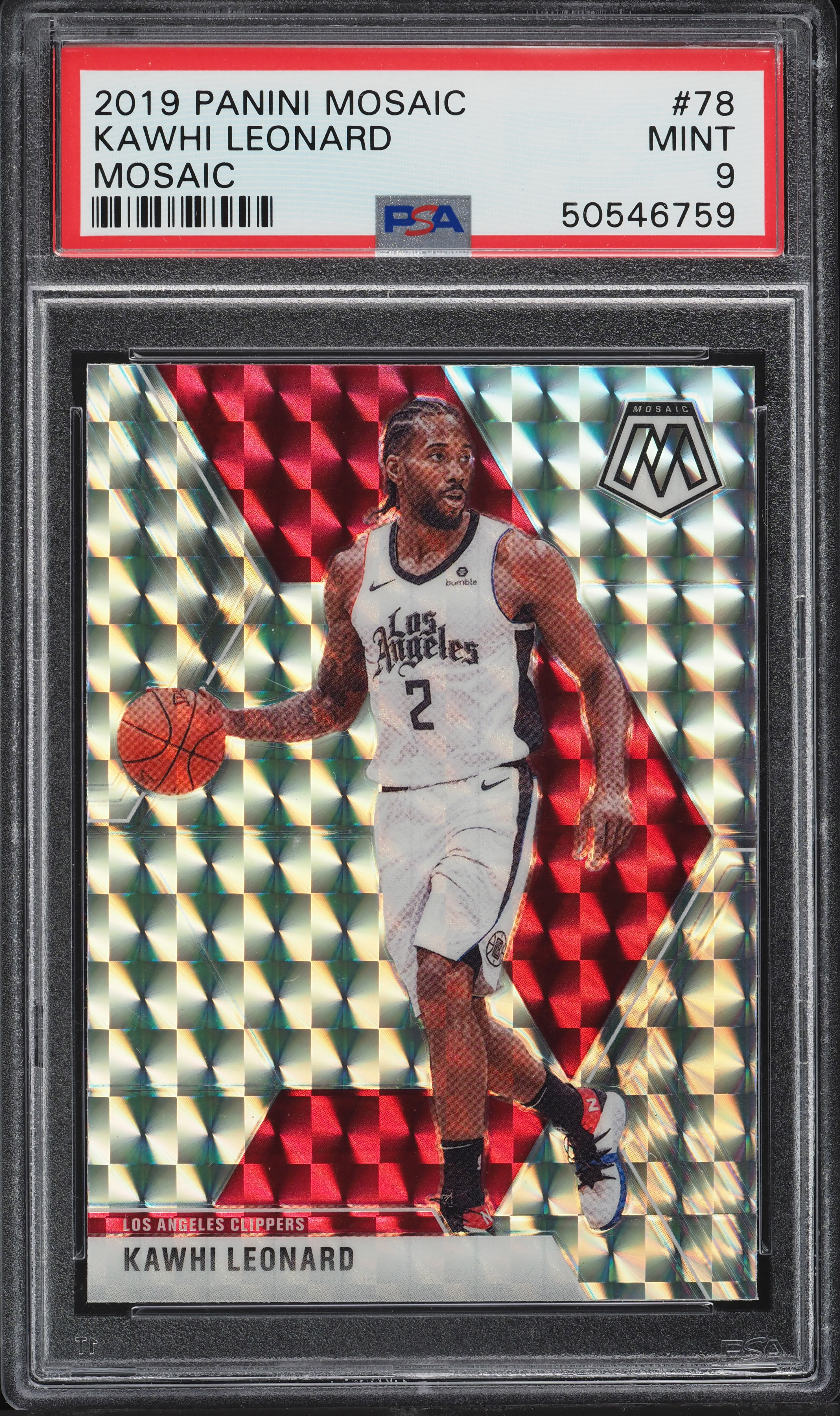 2019 Panini Mosaic Prizms Kawhi Leonard #78 PSA 9 MINT on Fanatics