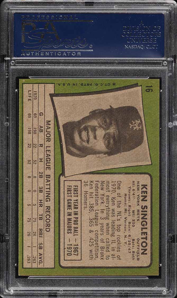 1971 Topps Ken Singleton ROOKIE #16 PSA 9 MINT