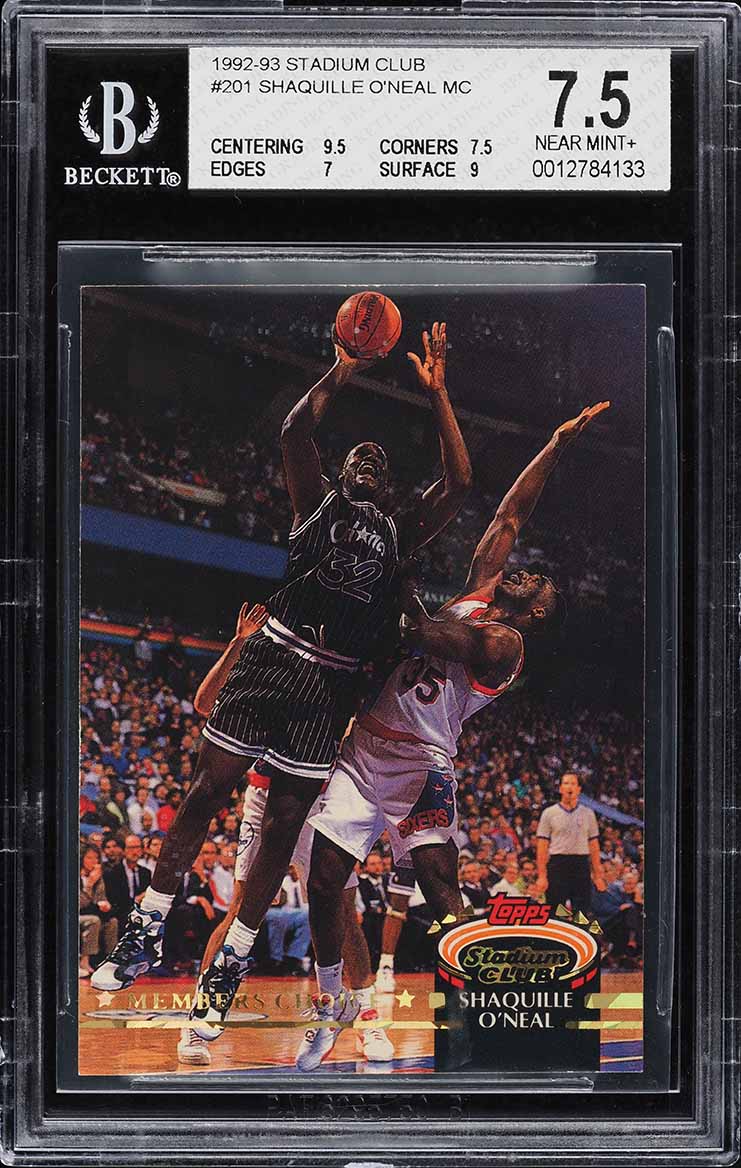 1992 Stadium Club Members Choice Shaquille O'Neal ROOKIE #201 BGS 7.5 NRMT+