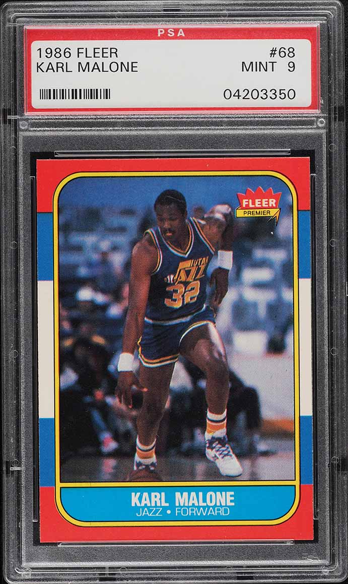 1986 Fleer Basketball Karl Malone ROOKIE #68 PSA 9 MINT