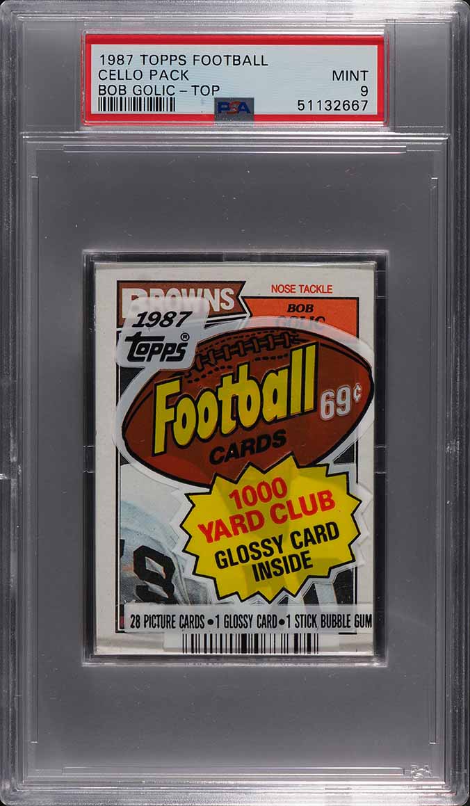1987 Topps Football Cello Pack w/ Bob Golic TOP PSA 9 MINT