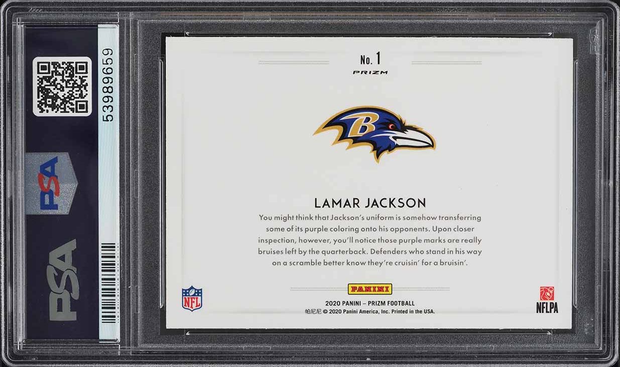 2020 Panini Prizm Color Blast Lamar Jackson #1 PSA 10 GEM MINT