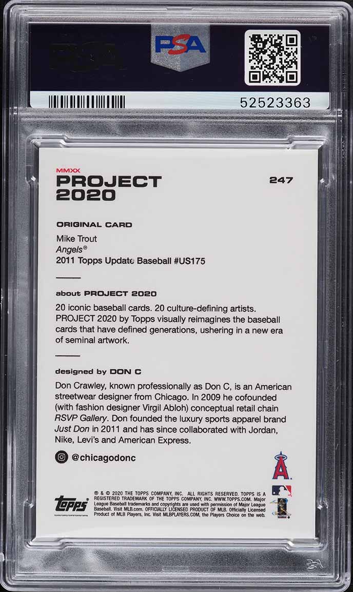 2020 Topps Project 2020 by Don C Mike Trout #247 PSA 10 GEM MINT