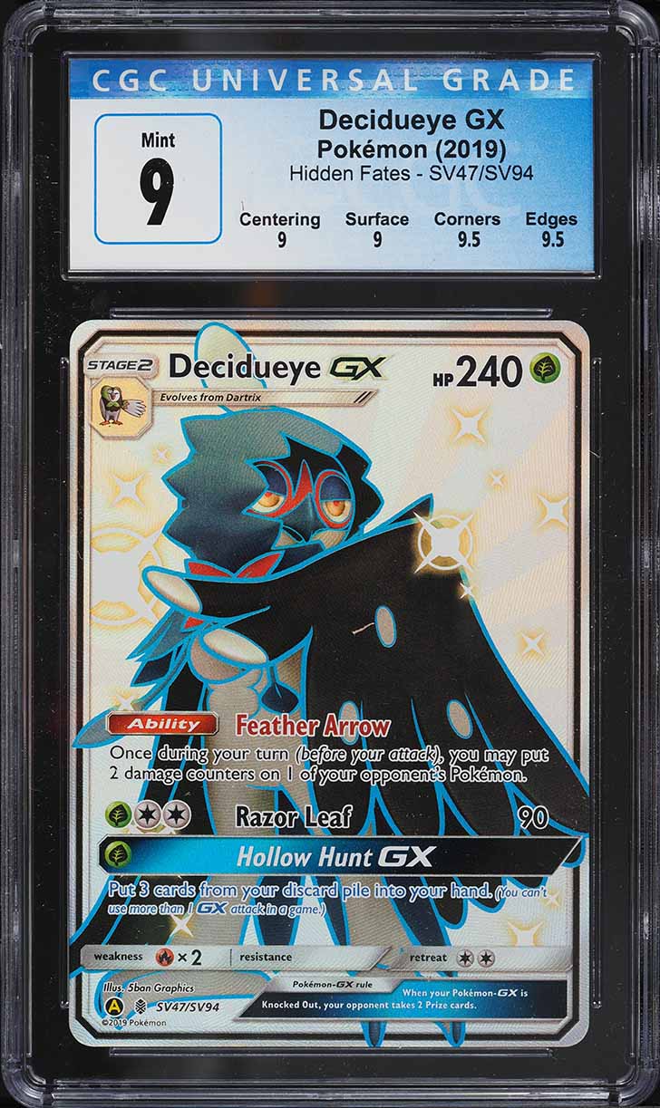 2019 Pokemon S&M Hidden Fates SV47 Decidueye GX Full Art - CGA 9 | Ozzie Collectables