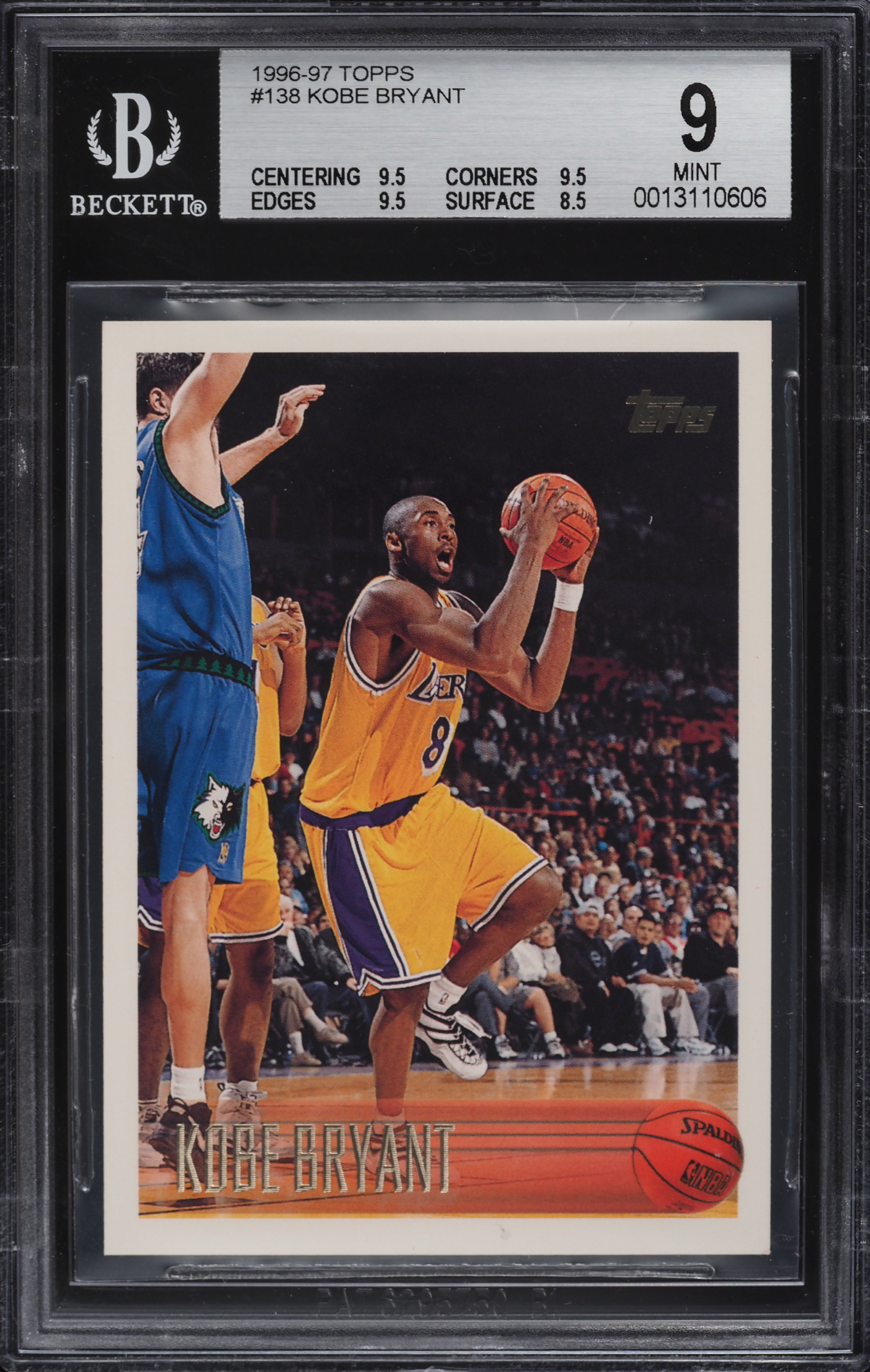 1996 Topps Basketball Kobe Bryant ROOKIE #138 BGS 9 MINT on