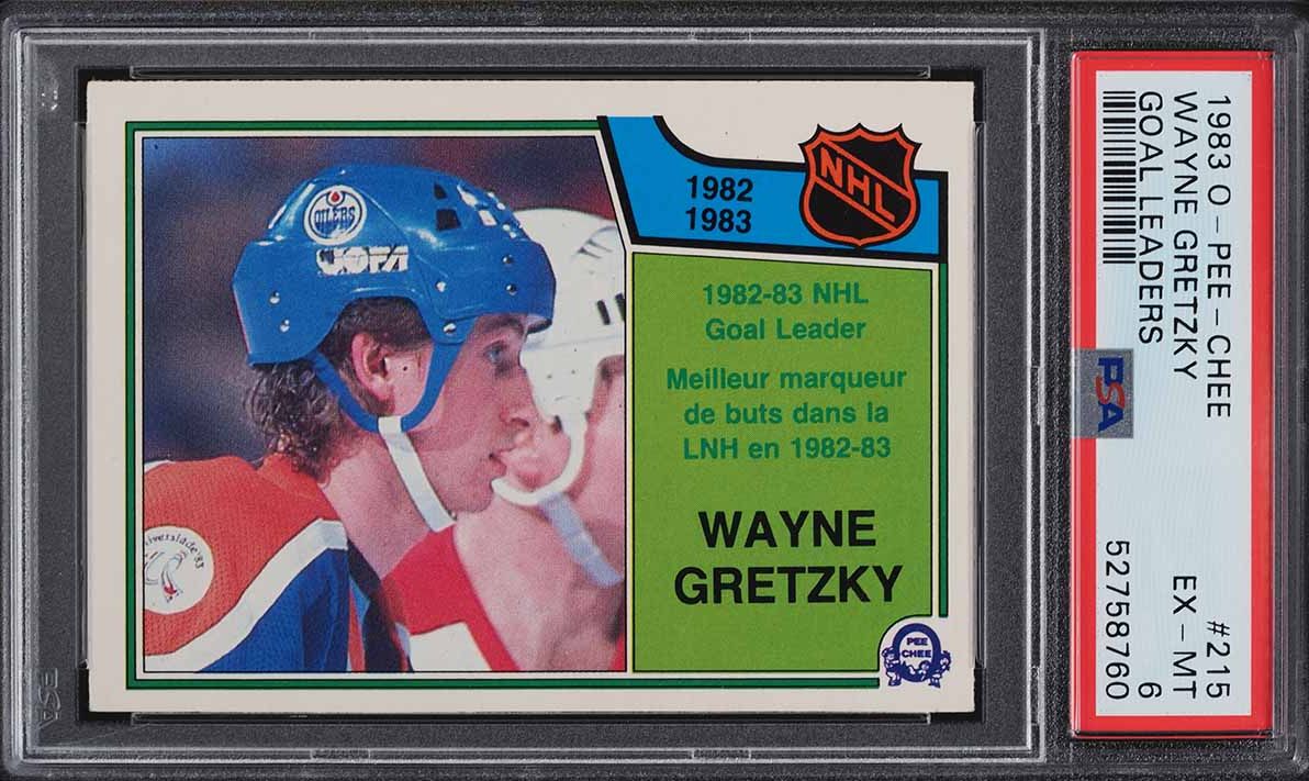 1983 O-Pee-Chee Hockey Wayne Gretzky GOAL LDRS #215 PSA 6 EXMT
