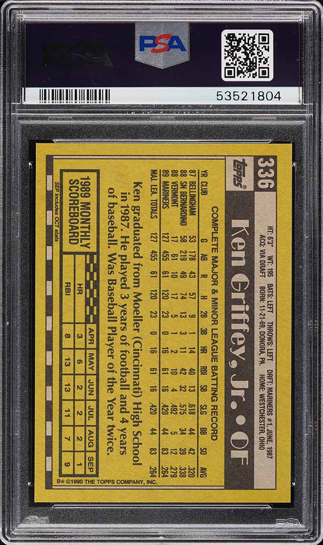 1990 Topps Ken Griffey Jr. #336 PSA 10 GEM MINT