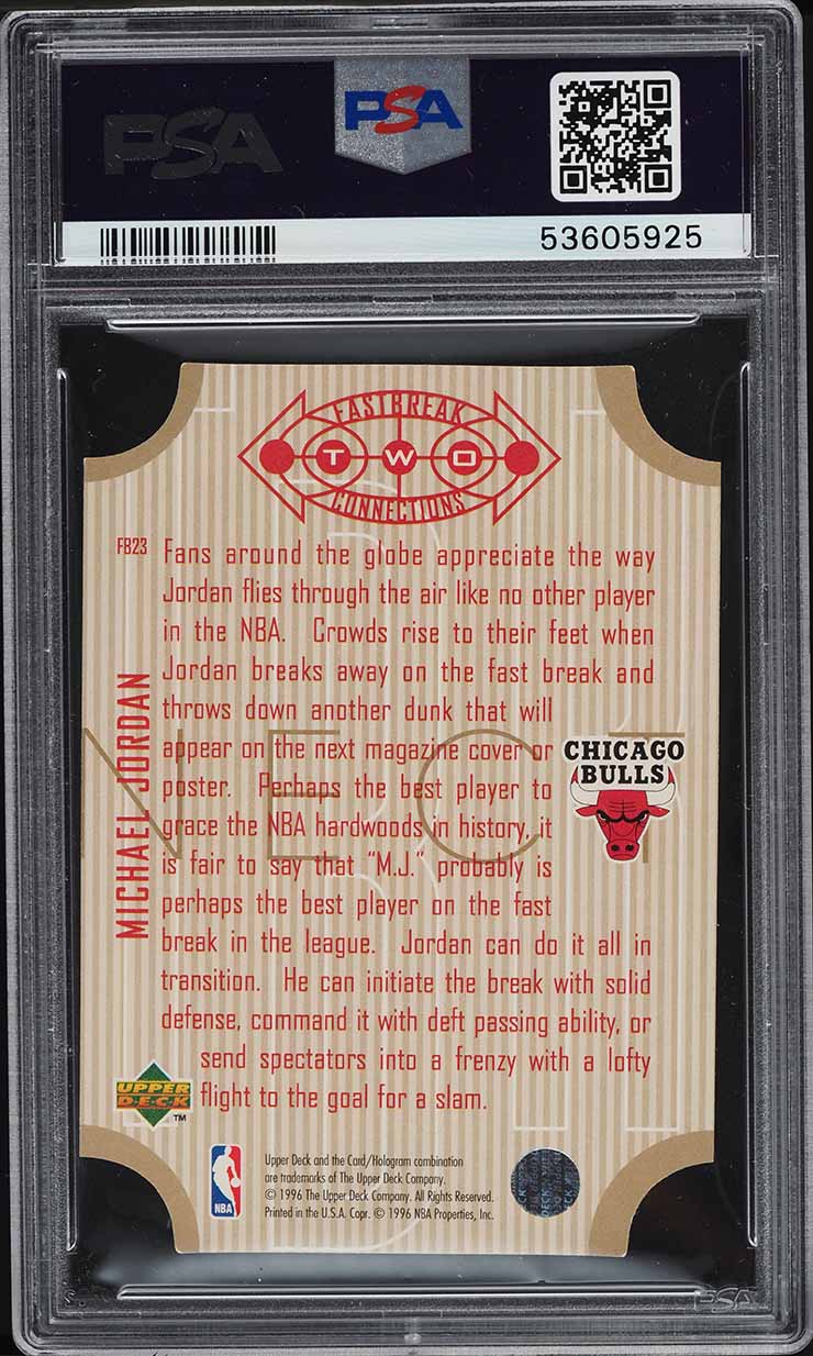 1996 Upper Deck Fast Break Connection Michael Jordan #FB23 PSA 10 GEM MINT