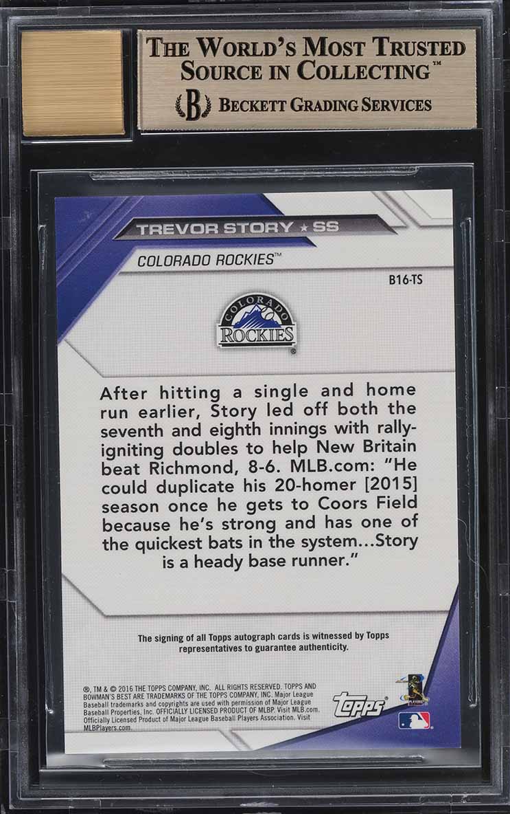 2016 Bowman's Best Of '16 Red Refractor Trevor Story ROOKIE AUTO 5/5 BGS 9.5 GEM