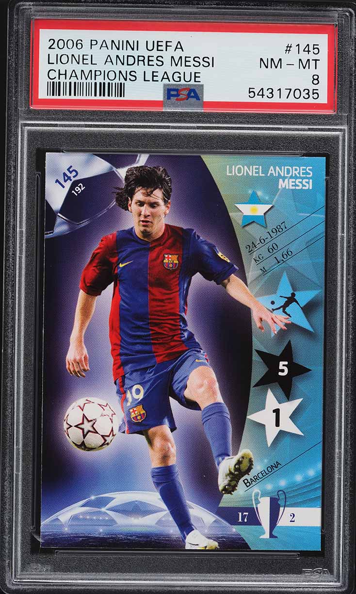 2006 Panini UEFA Champions League Lionel Messi #145 PSA 8 NM-MT on