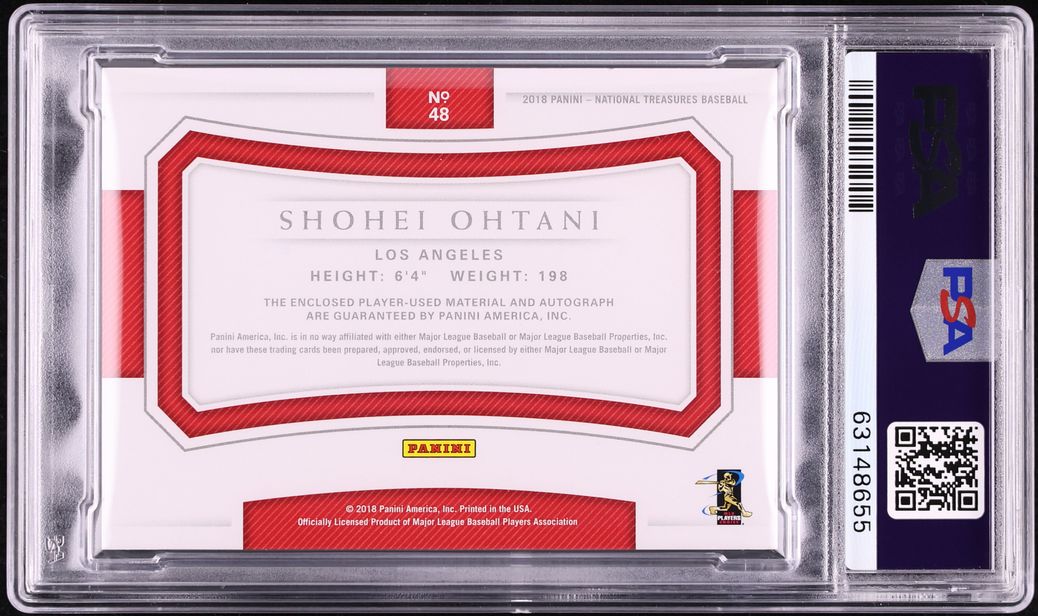 2018 National Treasures Material Gold Shohei Ohtani ROOKIE PATCH AUTO DNA 9 /49 #48 PSA AUTH