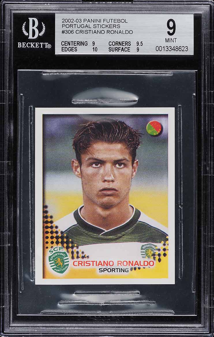 2002 Panini Futebol Portugal Stickers Cristiano Ronaldo ROOKIE #306 BGS 9 MINT