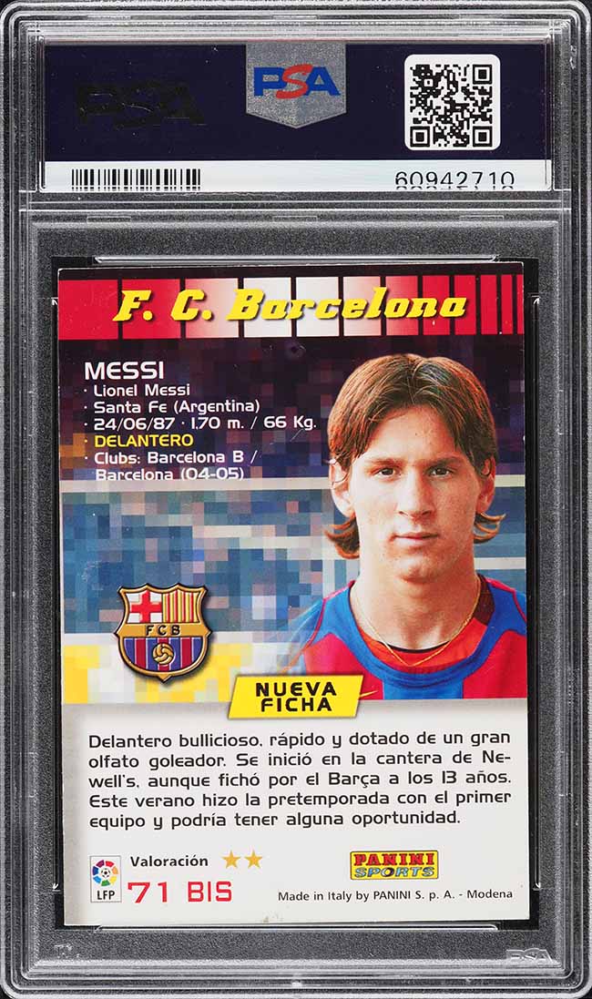 2004 Panini Sports Mega Cracks La Liga Lionel Messi ROOKIE #71 PSA 4 VGEX