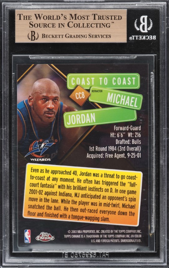 2002 Topps Chrome Coast To Coast Refractor Michael Jordan #CC8 BGS 9.5 GEM MINT