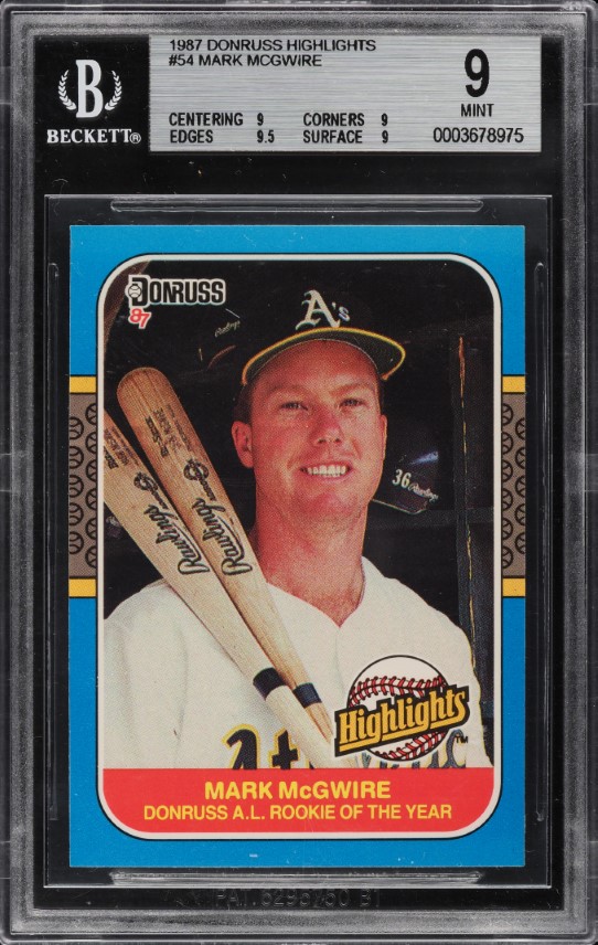 1987 Donruss Highlights Mark McGwire ROOKIE #54 BGS 9 MINT