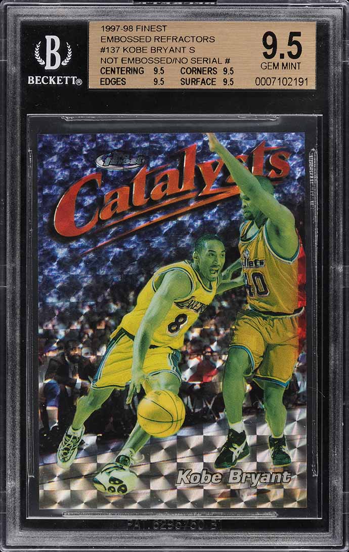 1997 Finest Embossed Refractor Kobe Bryant MISSING SERIAL #137 BGS 9.5 GEM MINT