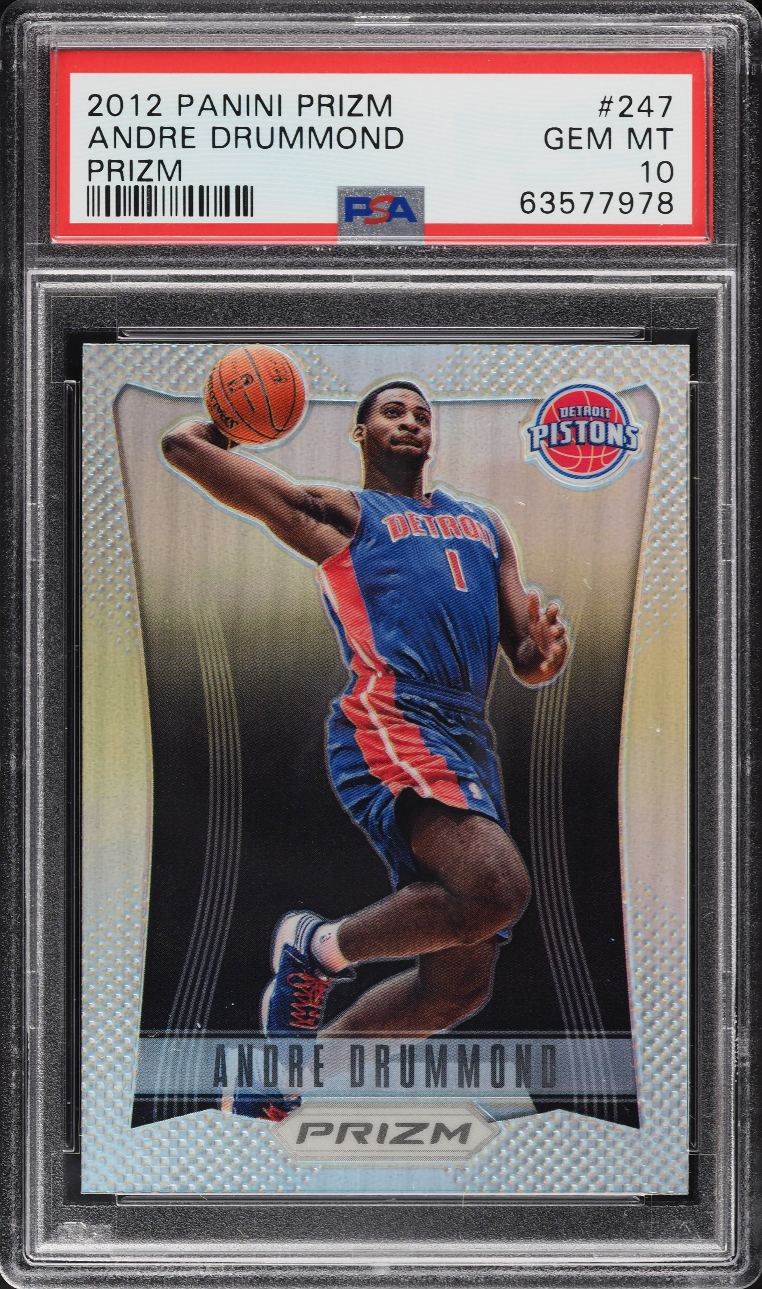 2012 Panini Prizm Silver Andre Drummond ROOKIE #247 PSA 10 GEM