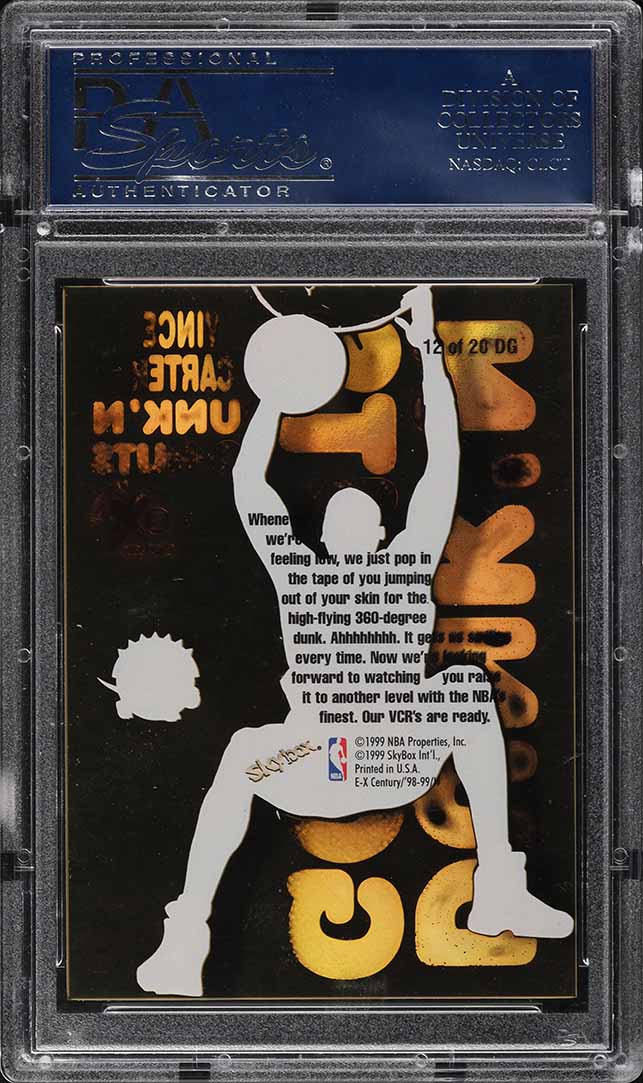 1998 Skybox E-X Century Dunk 'N Go Nuts Vince Carter RC #12DG PSA