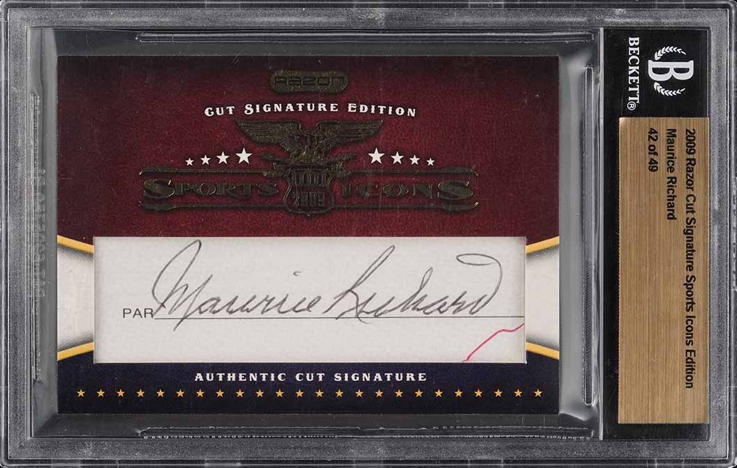 2009 Razor Cut Signature Sports Icons Edition Maurice Richard AUTO /49 BGS AUTH