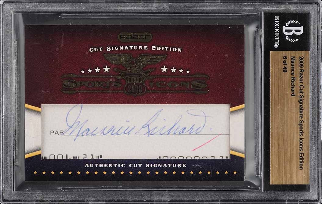 2009 Razor Cut Signature Sports Icons Edition Maurice Richard AUTO /49 BGS AUTH