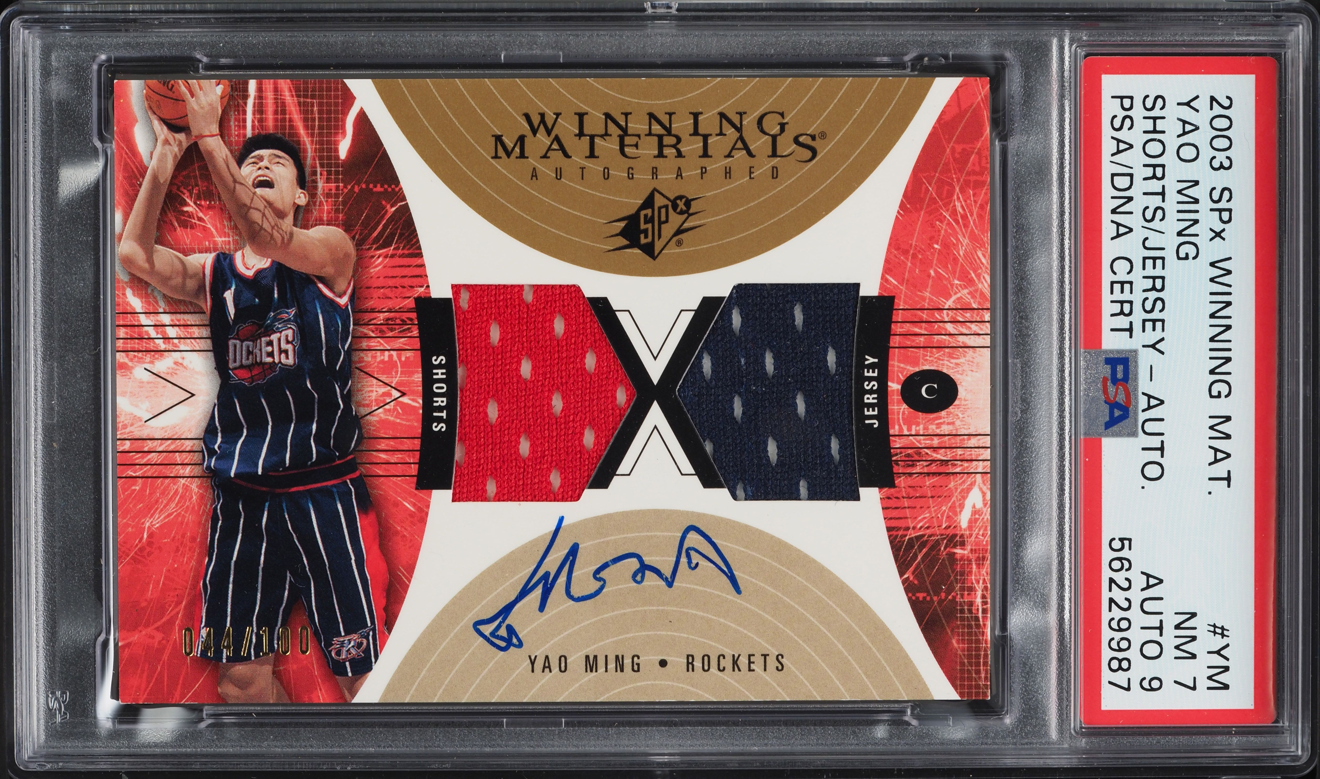 2003 SPx Winning Materials Yao Ming PATCH AUTO DNA 9 /100 #YM PSA 