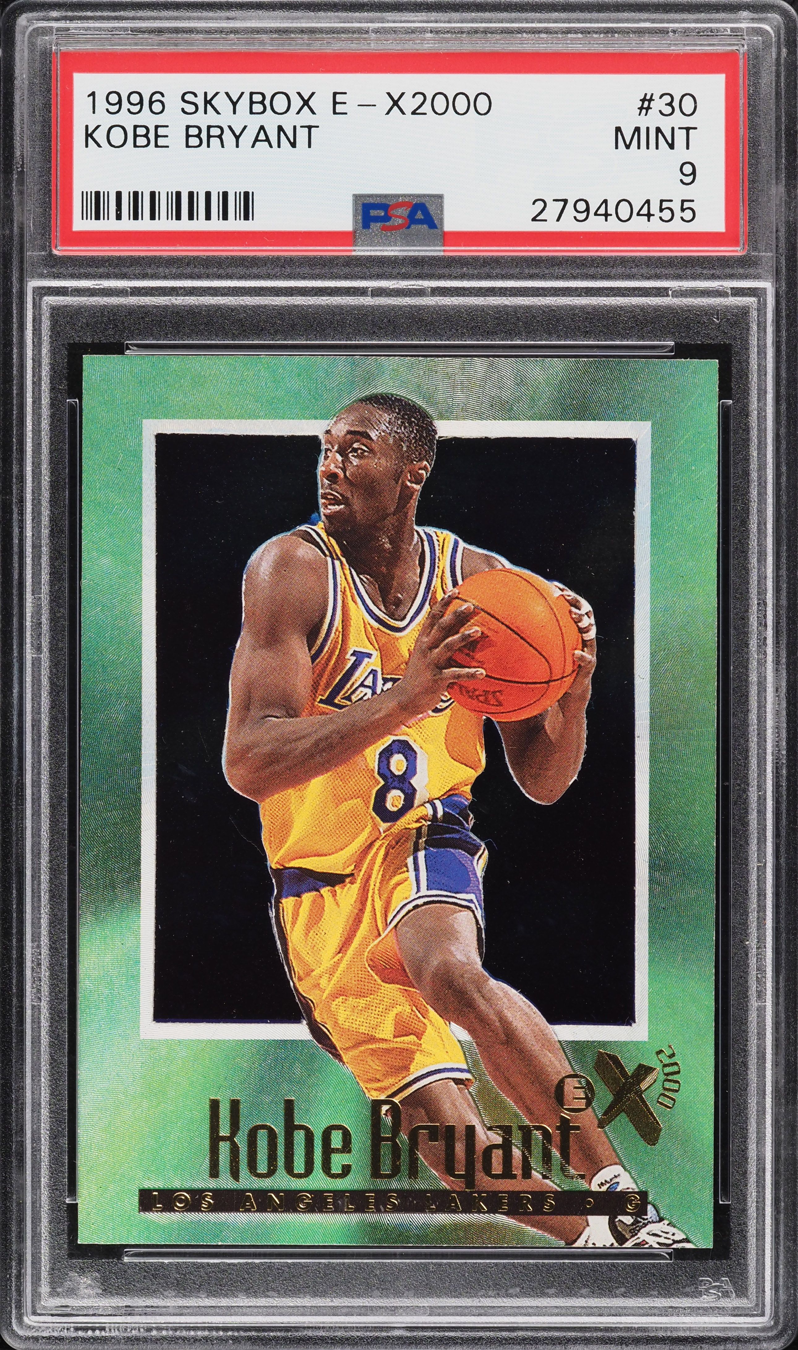 1996 Skybox E-X2000 Kobe Bryant ROOKIE #30 PSA 9 MINT on Fanatics