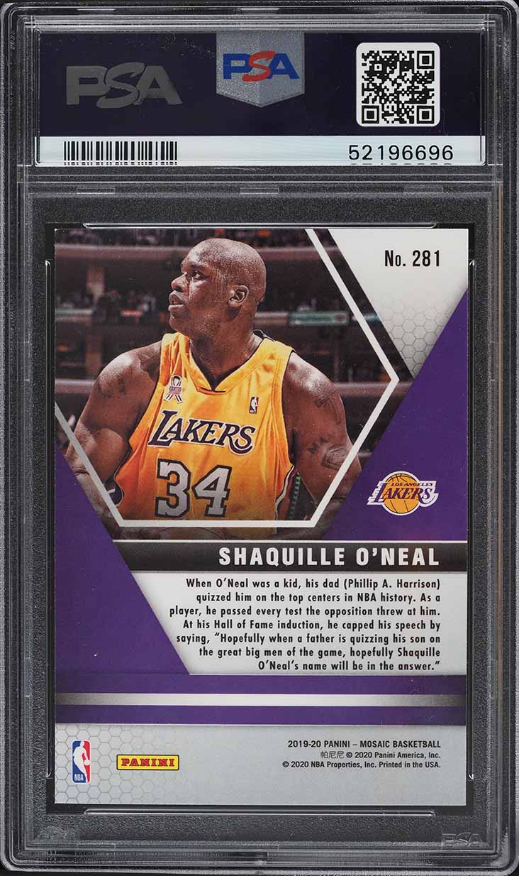 2019 Panini Mosaic Hall Of Fame Shaquille O'Neal #281 PSA 10 GEM MINT