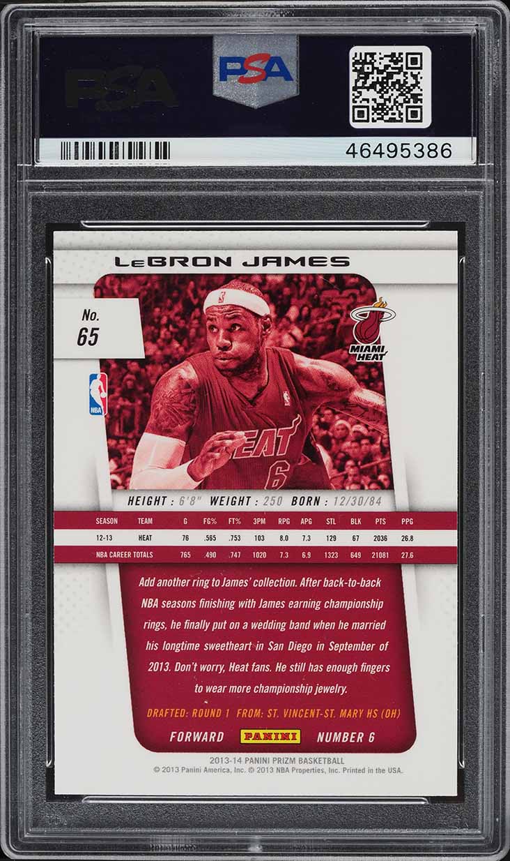 2013 Panini Prizm LeBron James #65 PSA 10 GEM MINT