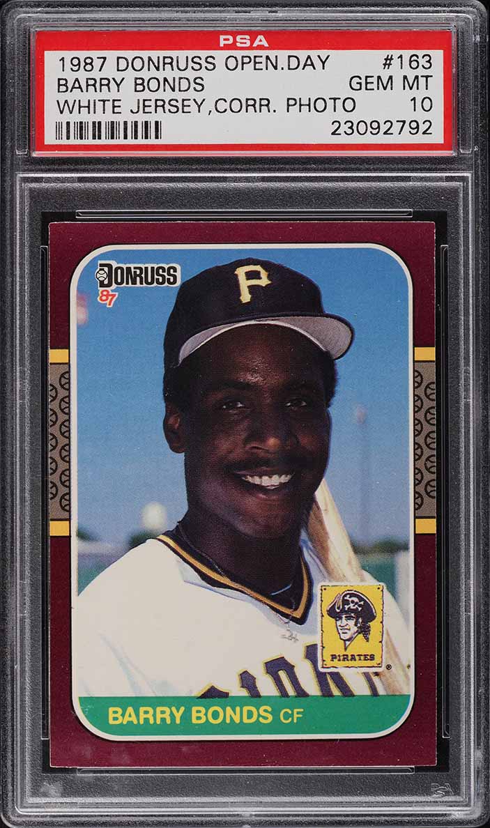 1987 Donruss Opening Day Photo Barry Bonds ROOKIE #163 PSA 10 GEM MINT