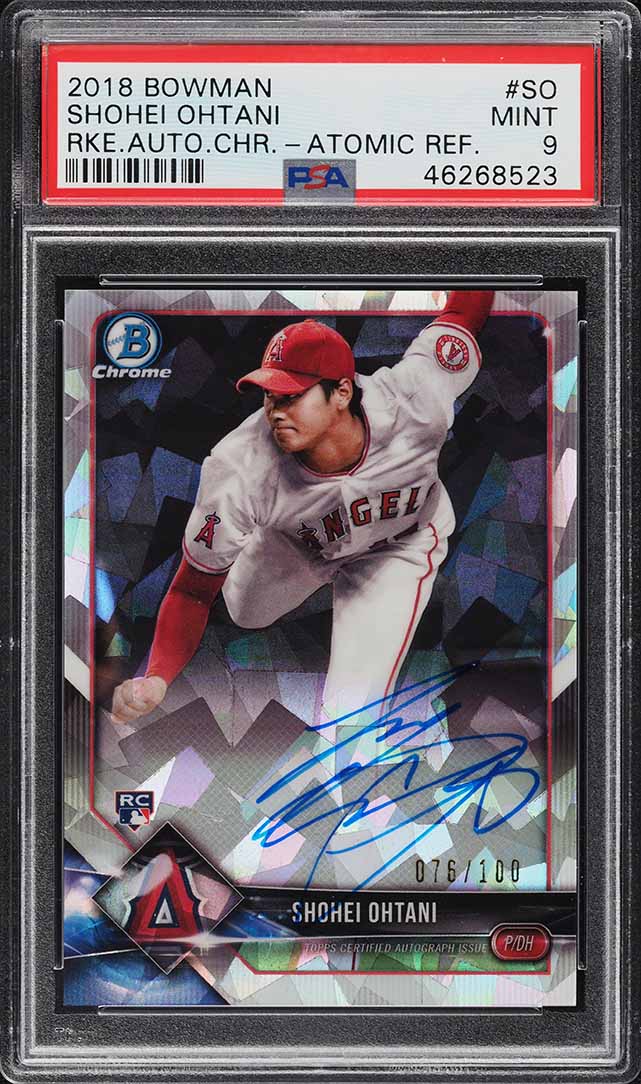 2018 Bowman Chrome Atomic Refractor Shohei Ohtani ROOKIE AUTO /100 #CRA-SO PSA 9