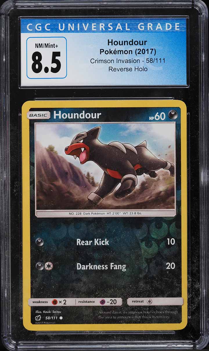 2017 Pokemon Sun & Moon Crimson Invasion Reverse Holo Houndour #58 CGC 8.5