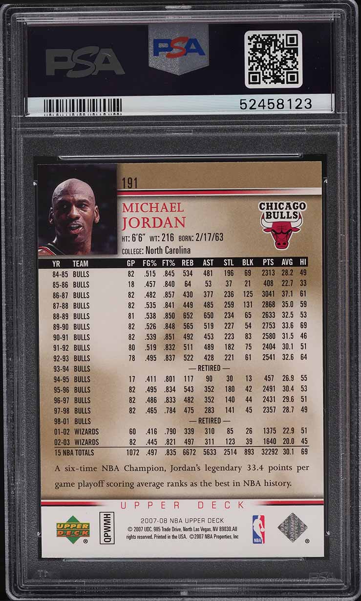 2007 Upper Deck Electric Court Gold Michael Jordan #191 PSA 9 MINT