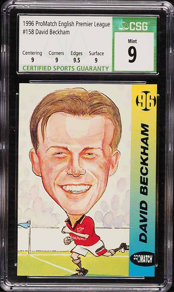 1996 ProMatch English Premier League David Beckham ROOKIE #158 CSG 9 MINT