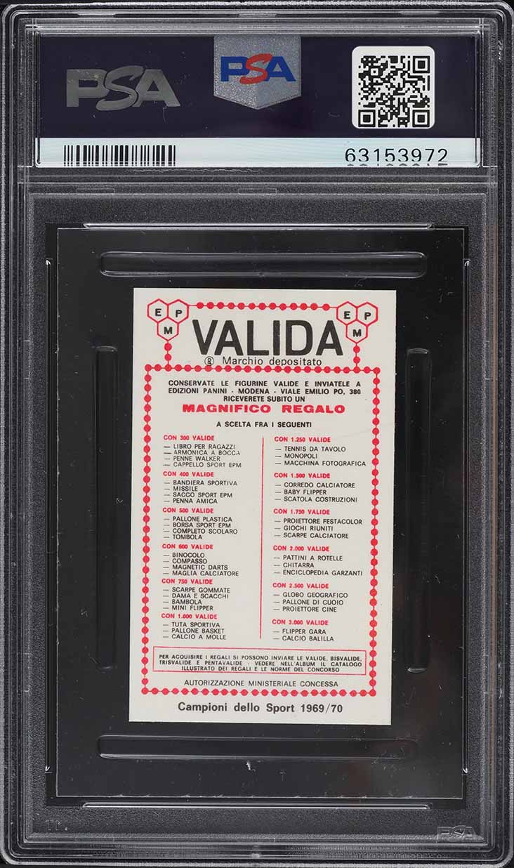 1969 Panini Campioni Dello Sport Valida Mario Andretti ROOKIE #117 PSA 8 NMMT