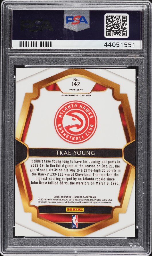 2018 Select Premier Level Zebra Prizm Trae Young ROOKIE #142 PSA 10 GEM MINT