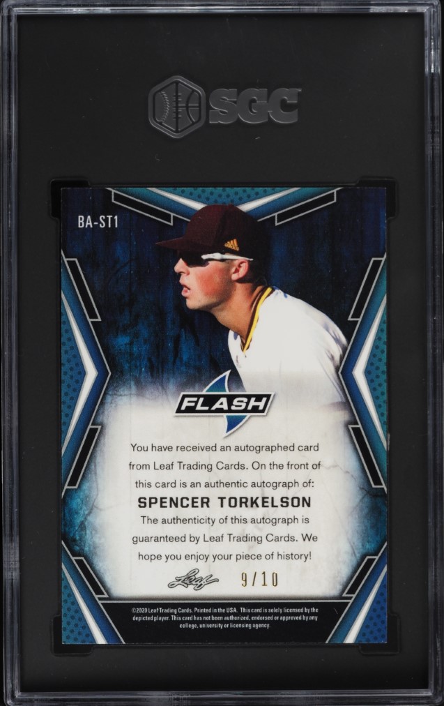 2020 Leaf Flash Orange Spencer Torkelson ROOKIE AUTO /10 #BA-ST1 SGC 10 GEM MINT