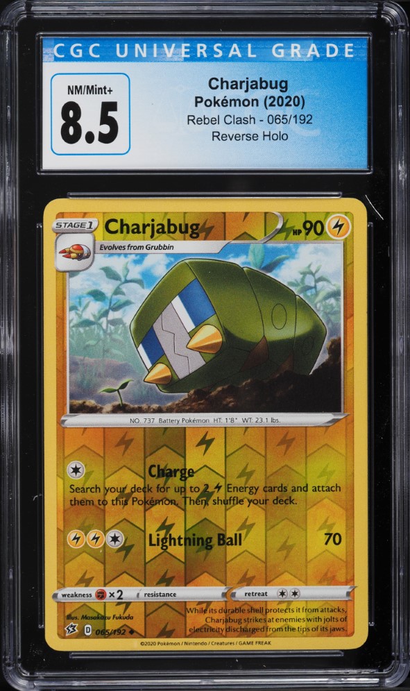 2020 Pokemon SWSH Rebel Clash Reverse Holo Charjabug #65 CGC 8.5 NM-MT+