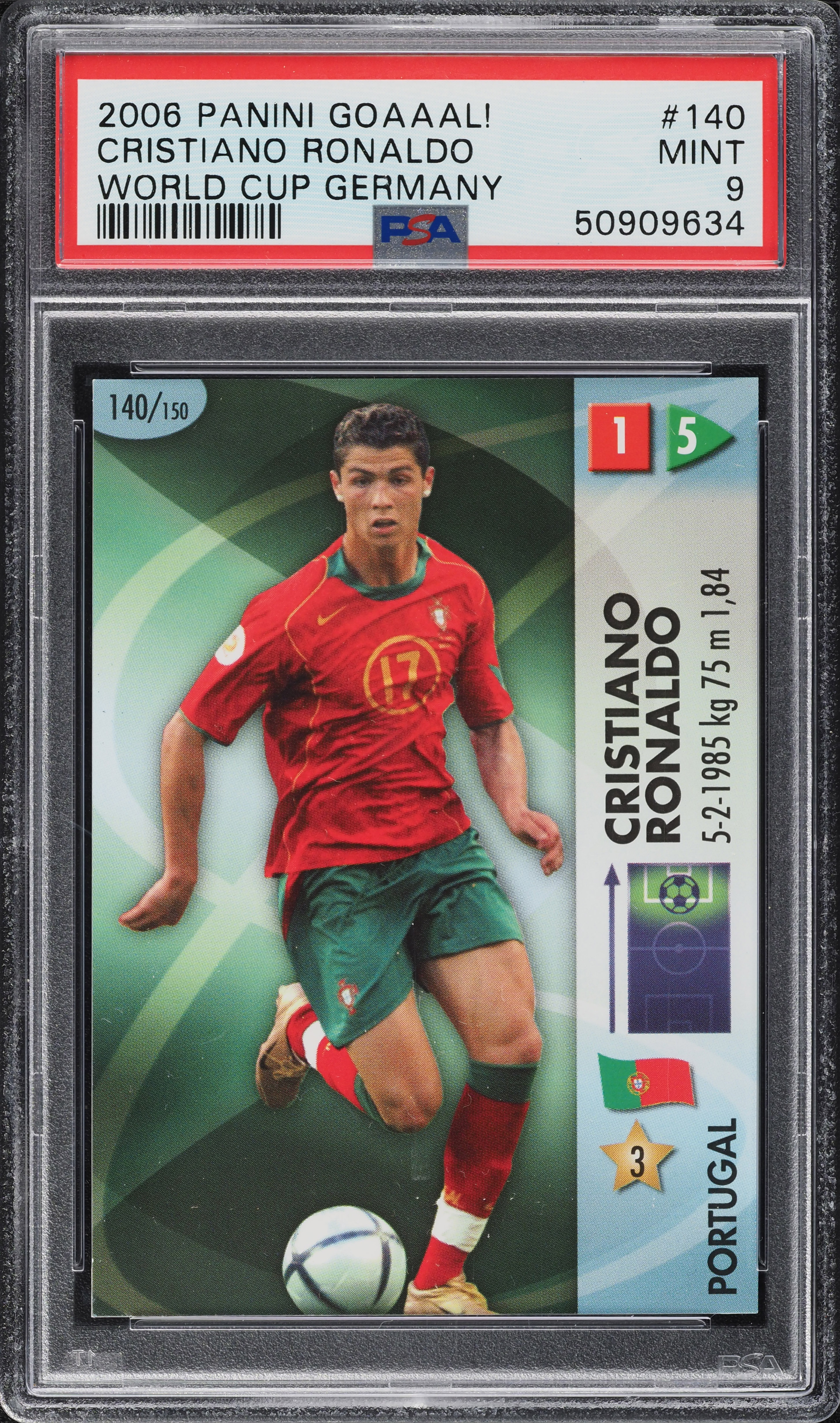 2006 Panini Goaaal! World Cup Germany Cristiano Ronaldo #140 PSA 9