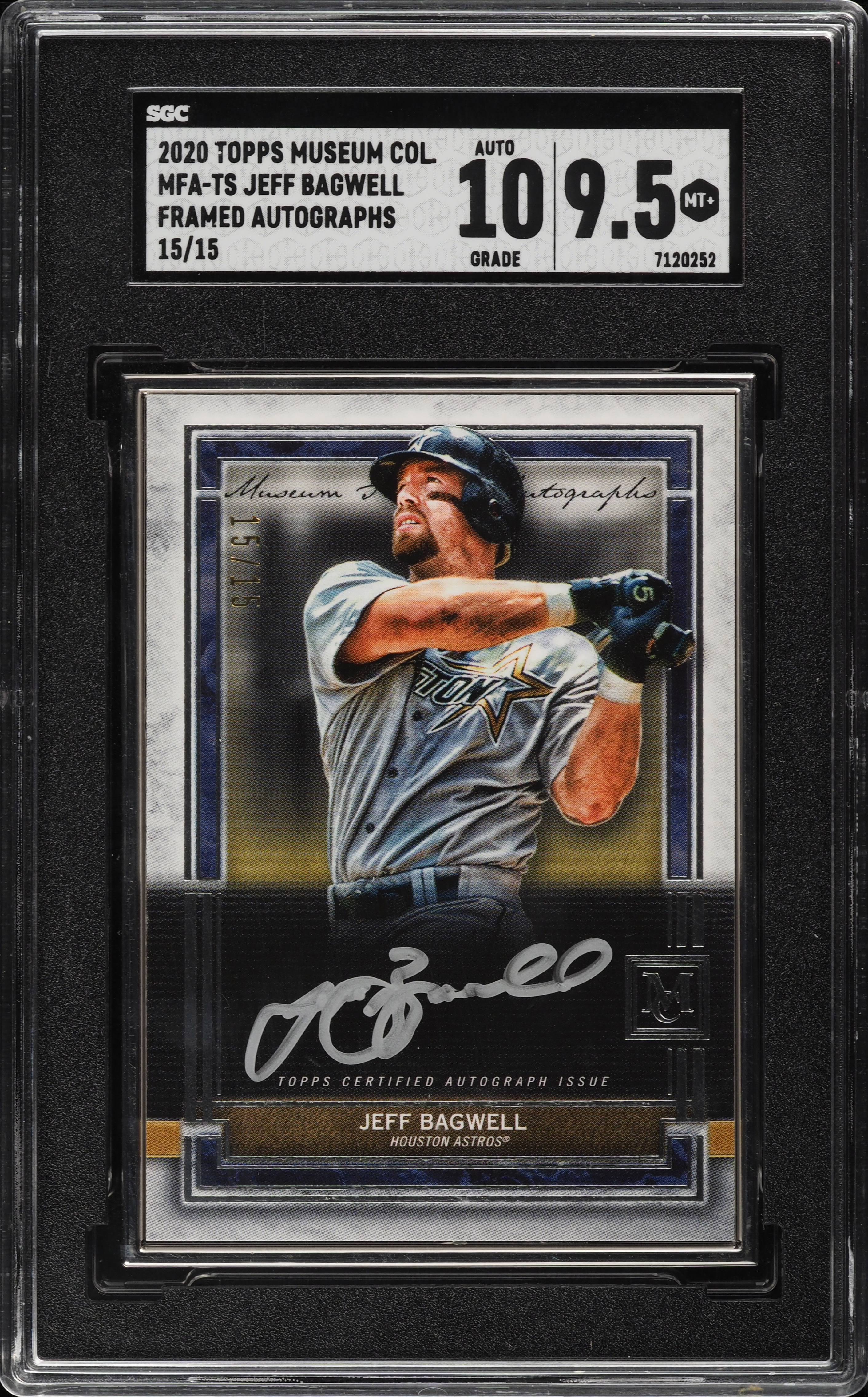 2020 Topps Museum Collection Framed Jeff Bagwell AUTO 15/15 SGC