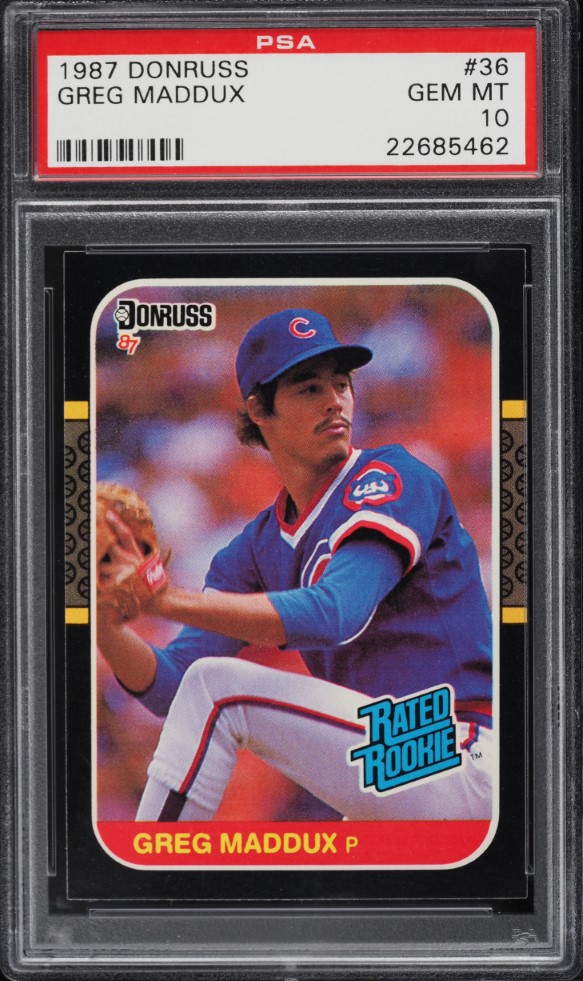 1987 Donruss Greg Maddux ROOKIE #36 PSA 10 GEM MINT on Fanatics