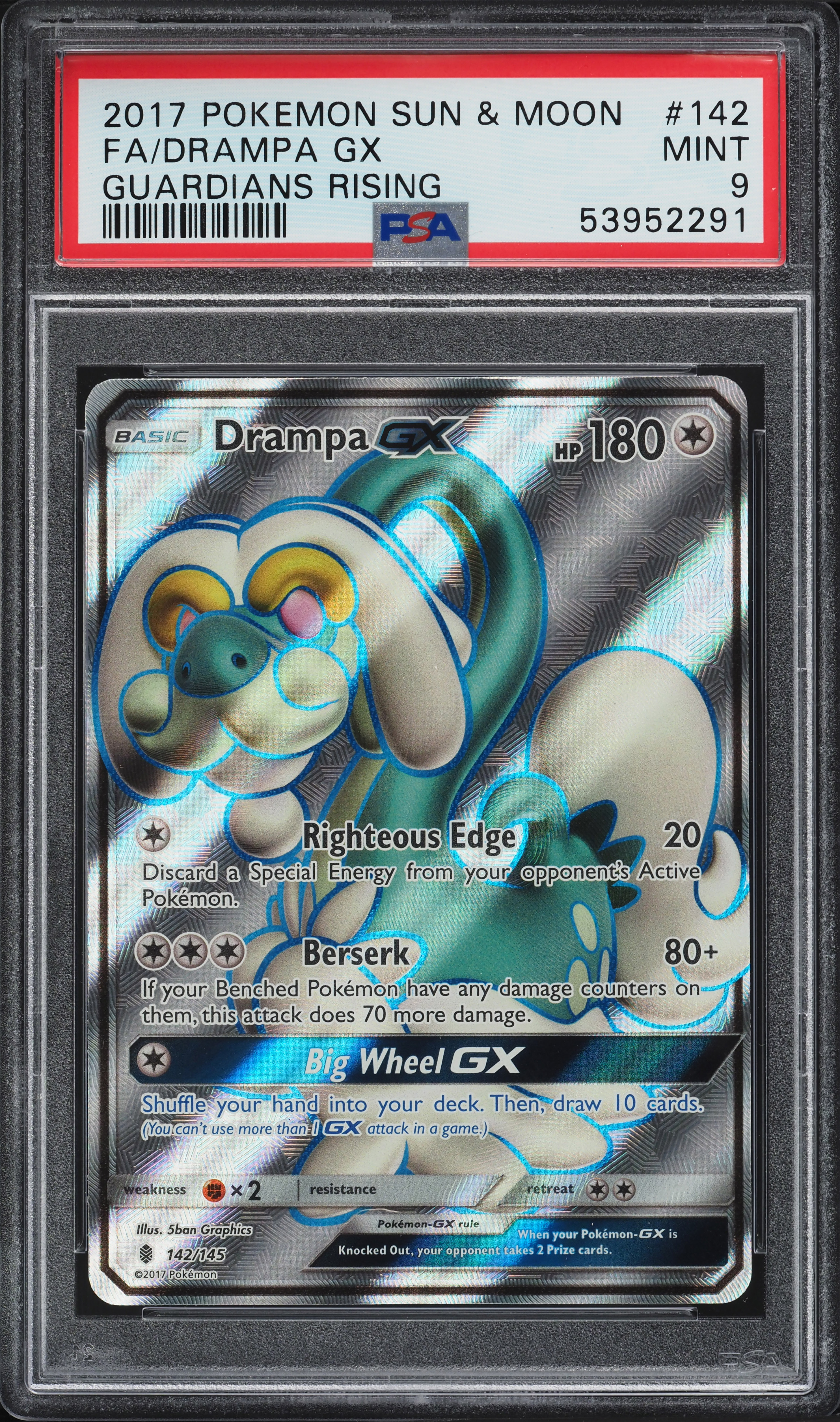 Pokemon Sun & Moon Guardians Rising Ultra Rare Drampa GX #142 Pokemon Sun & Moon Guardians Rising Ultra Rare Drampa GX #142