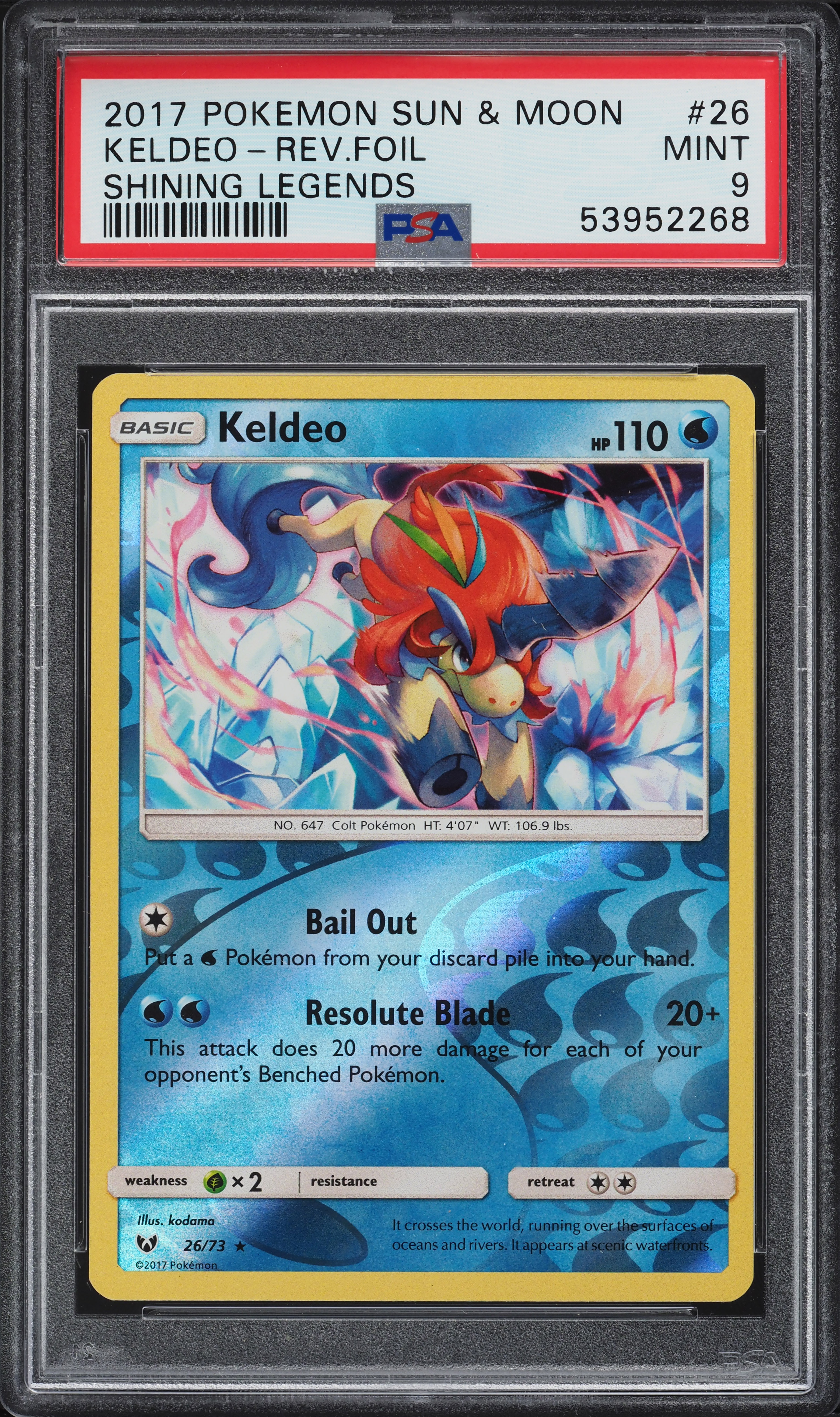 2017 Pokemon Sun & Moon Shining Legends Reverse Holo Keldeo #26